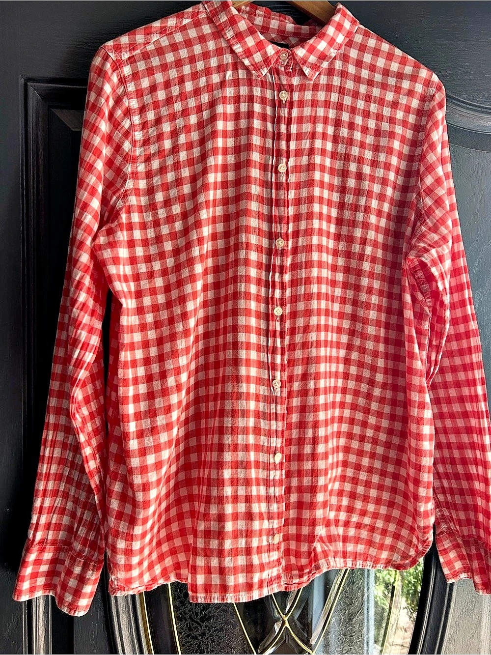 J.Crew Boy Shirt in Orange plaid Button Down Size 14